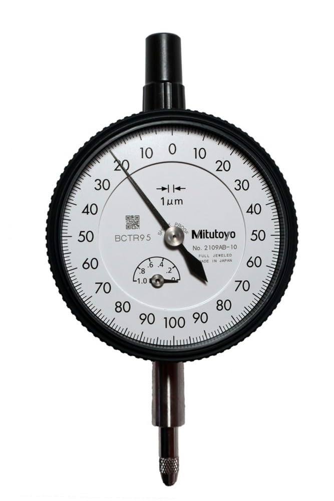 Mitutoyo Messuhr, flacher Abschlussdeckel, ISO Ausführung, Edelsteingelagert, Stoßgeschützt, 1 mm, 0,001 mm | 0,001 mm, stoßgeschützt, beidseitige Anzeige, flache Rückplatte
