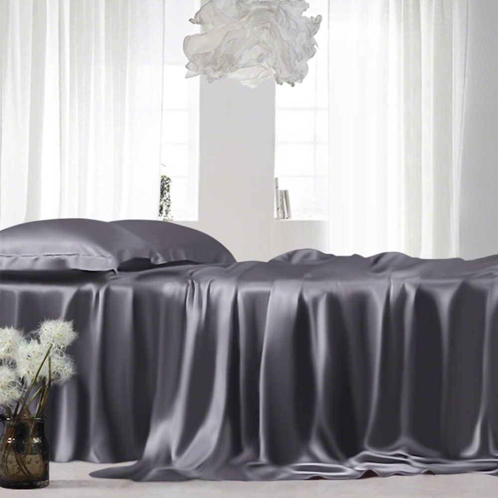 Cal Queen Silk Satin Sheet Set 7 Piece True Silk Satin Sheet Set 24 Deep Pocket- Satin Duvet