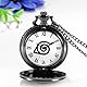 JewelryWe Retro Taschenuhr Herren Vintage Naruto Konohagakure Symbol Römische Ziffern Skala Analog Quarz Uhr mit Halskette Kette Kettenuhr Unisex schwarz