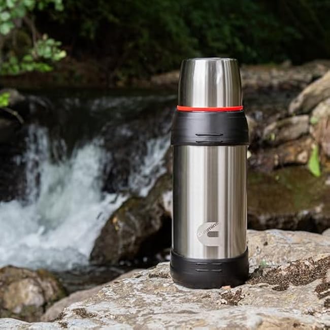 Cummins CMNTHERMOSSS Large 2-Liter Stainless Steel Insulated Water Bottle 67-Ounce Vacuum-Insulated Thermal-Chrome and Red