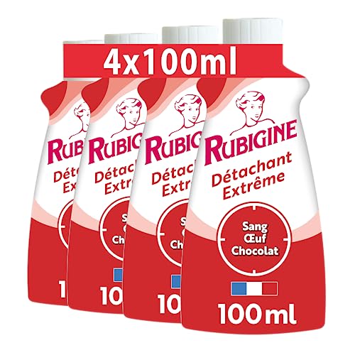 IDEAL - Rubigine, Détachant Sang Oeuf Chocolat, 100 ml - lot de 4 - Détachant Extrême, Efficace sur Tous les Textiles Lavables, Préserve la Fibre des...
