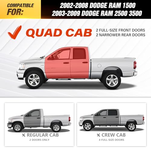Estribos laterales para Dodge Ram Quad Cab 2002-2009 miniatura 2