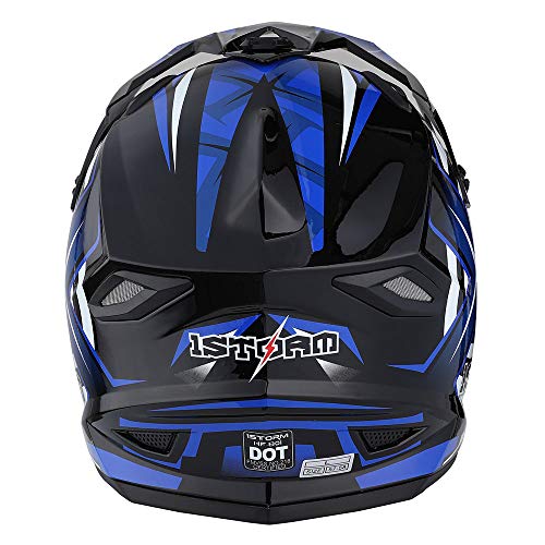 1Storm Adult Motocross Helmet Bmx Mx Atv Dirt Bike Four Wheeler Quad Motorcycle Full Face Helmet Racing Style: Hf801 Sonic Blue #TOP4