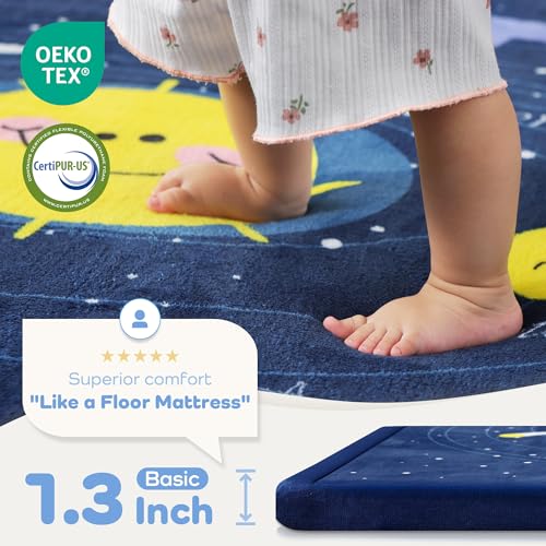 Image of 1.3 inch Thick Baby Floor Play Mat 59x79 Memory Foam Kids Mat(Solar System) | Padded Mat for Tummy Time Crawling, Non-Slip Plush Playmat for Nursery Playroom Classroom