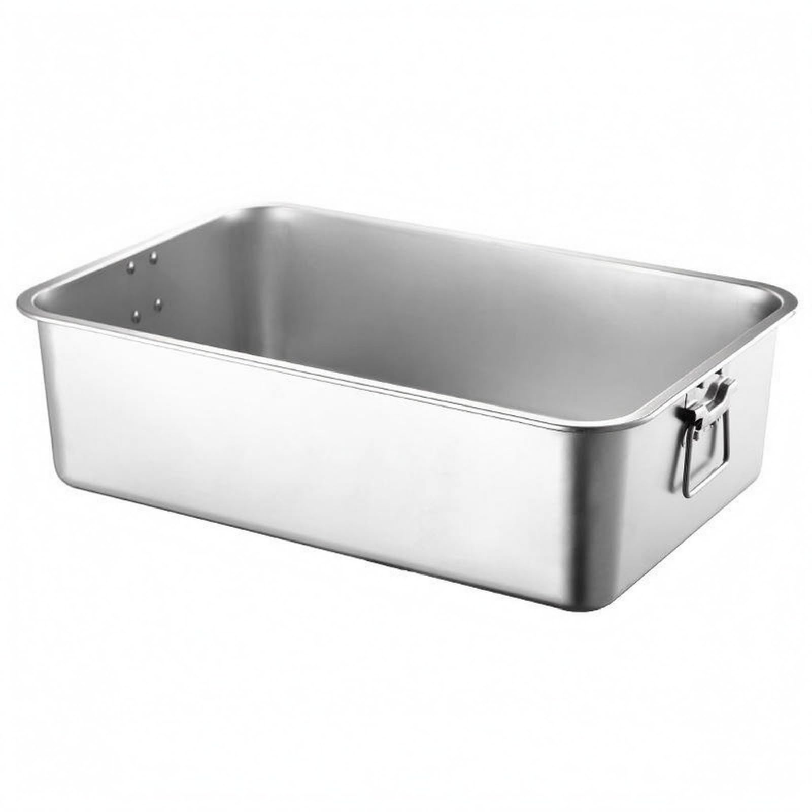 Bandeja de Acero Inoxidable Rectangular con Esquinas Redondeadas Borde Reforzado y Fondo Plano Función de Servir y, Bandeja Cuadrada Con Asa De Acero Inoxidable 304, 70x50x10cm