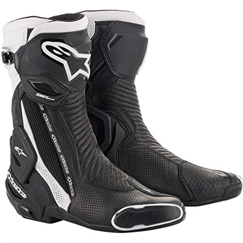 Alpinestars SMX Plus v2 Vented Motorcycle Boots, High Speed Protection(43) (BLACK/WHITE)