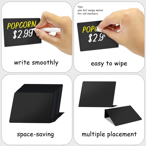 12 Pcs 4x3 Mini Chalkboard Signs For Food, Reusable Small Chalkboard Signs Food