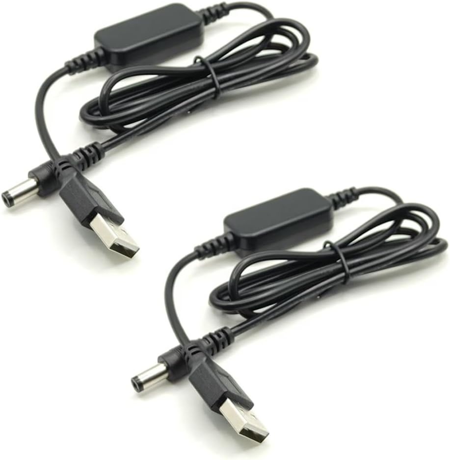 2 Pack USB Voltage Step Up Converter DC 5V to 12V Boost Adapter with DC Jack 5.5 x 2.5mm or 5.5 x 2.1mm Power Supply Cable for WiFi Router Ethernet Switch LED Interior Light Tube Light PC Fan
