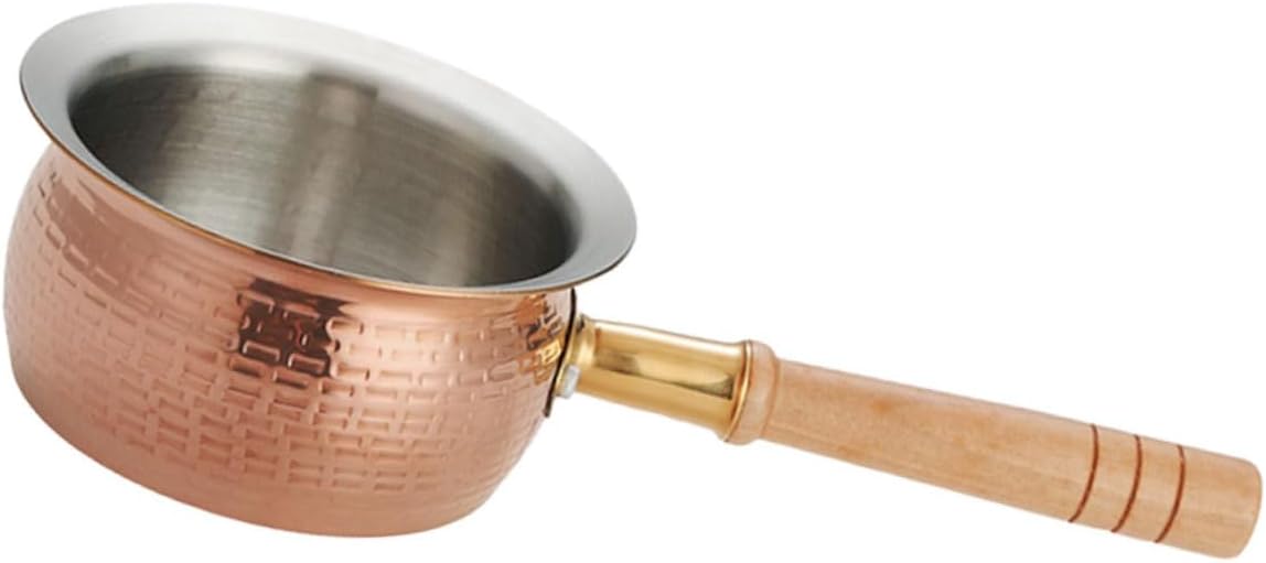 Unomor Wood Handle Stainless Steel Pot Small Milk Pot Kettle Cold Brew Gravy Warmer Easy Clean