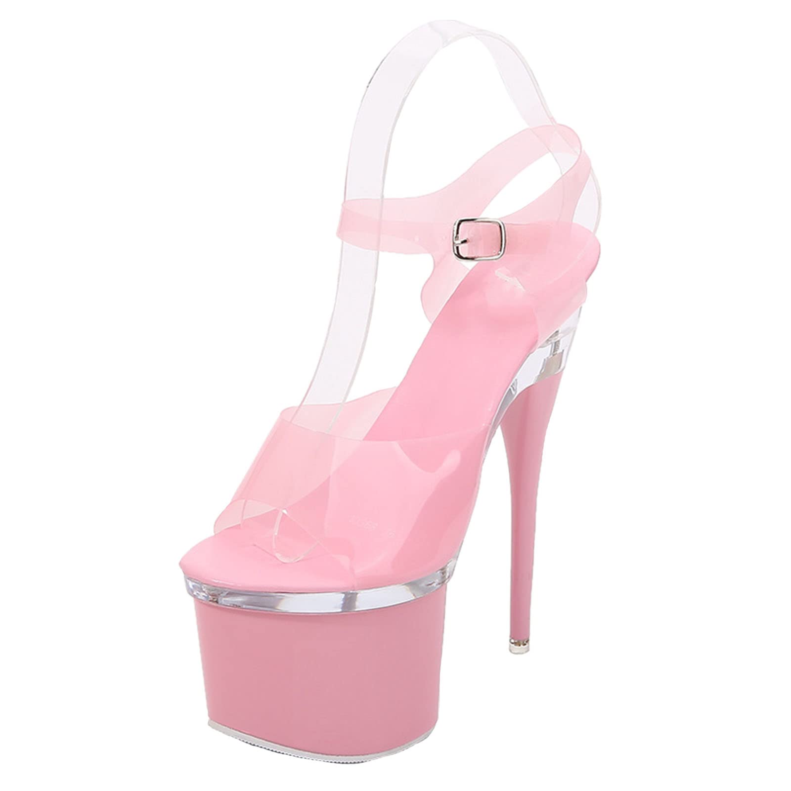 17 CM / 6.69IN Moda para Mujer Personalidad Tacones clásicos Plataforma con Punta Abierta Hebilla Tiras Tacones Altos Sandalias Zapatos de Corte Bailarín de Barra Stripper