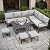 Danrelax 7 Pieces Aluminum Patio Conversation Set, All Weather Metal Frame Outdoor Furniture Set, Outdoor Patio Set for Lawn, Garden, Balcony, Poolside, Light Gray, Fireproof Board