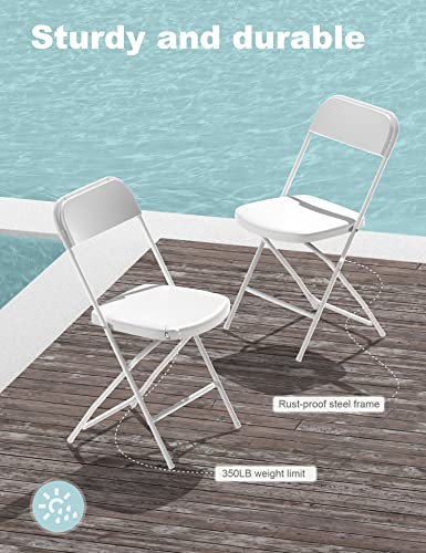 Nazhura Foldable Folding Chairs Plastic Outdoor/Indoor 650Lb Weight Limit (White, 8 Pack) #TOP4