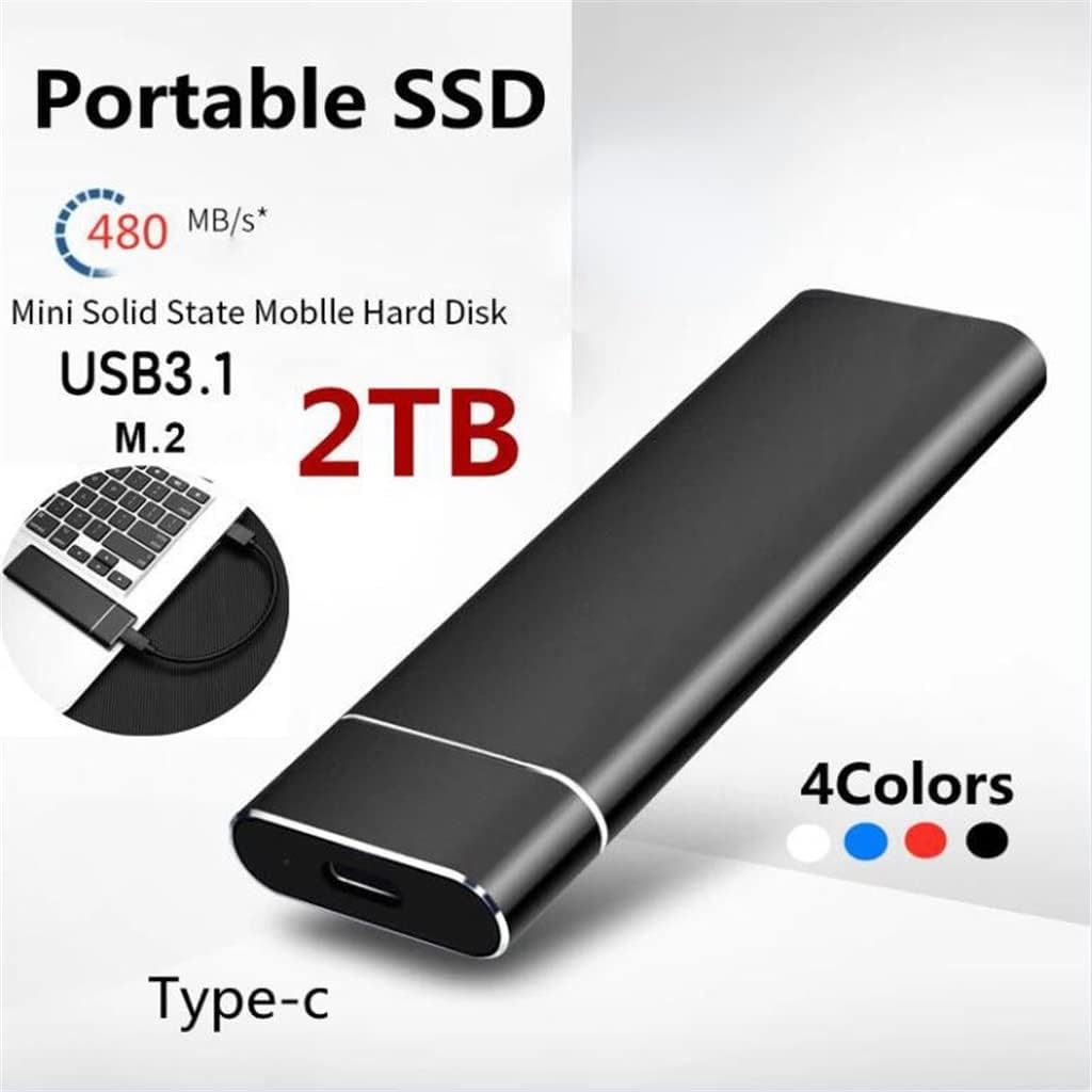 External Hard Drives SSD External Hard Drive USB 3.1 Type C 500GB 1TB 2TB Portable Solid State External Drive (Color : Gray, Size : 2TB) (Red 1TB)