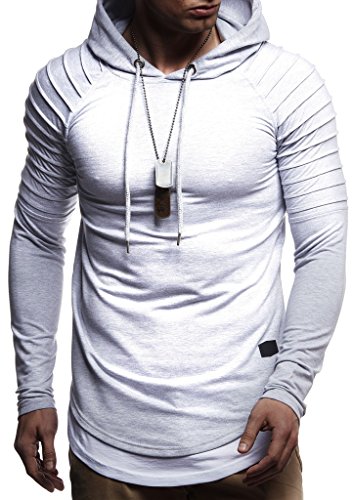 Leif Nelson men's hoodie slim fit cotton content modern white men's hoodie LN81552