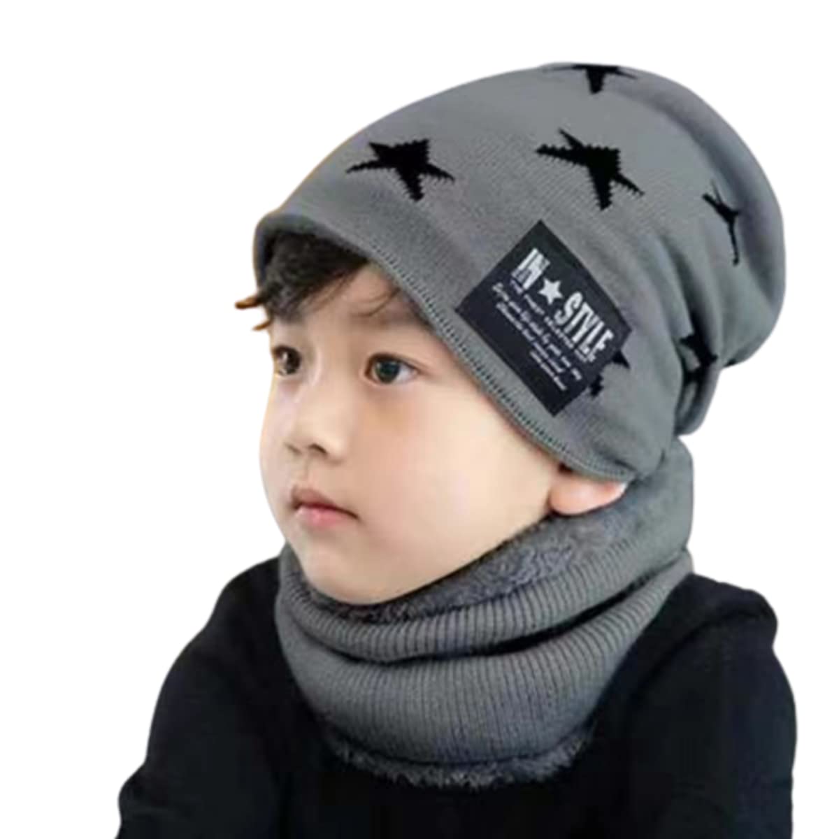 MOMISY Kids Winter Hat and Scarf Set, 2Pcs Warm Knit Beanie Cap and Scarf for 5-10 Years Old Boys and Girls-image-32