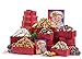 Benevelo Gifts 6 Tier Gourmet Nuts & Snacks Holiday Gift Set | Chocolate Caramel Drizzled Popcorn, Peppermint Pretzels, Honey Glazed Almonds, Old Fashioned Christmas Candy Mix, and Holly Jolly Mix