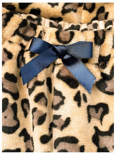 Girl's Leopard Print Fuzzy Baggy Pants Bowknot Wide Leg Cheetah Furry Pants Streetwear4