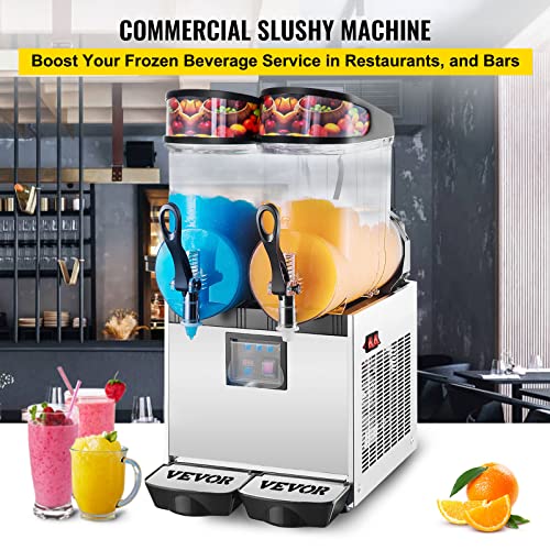 VEVOR Kommerzielle Slusheis Maschine 2 x 12 L, Slush Eismaschine 700 W, Slushgerät 595 x 365 x 700 mm, Edelstahl Slushie… – Bild 3
