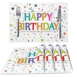 Happy Birthday Cloth Placemats for Dining Table Set of 4 Woven Place Mats Rectangle Fabric Table Mat