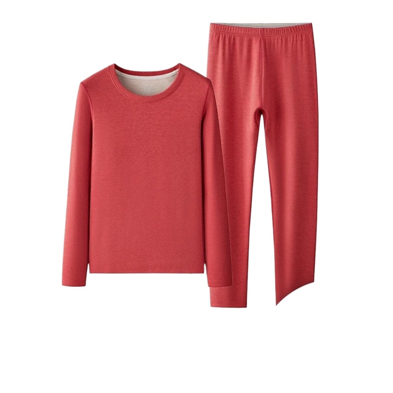 Abbigliamento Termico Caldo in Lana di Seta da Donna, Pile con Scollo A O in Spesso Base in Due Pezzi Autunno Inverno
