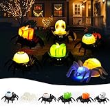 CHHOEAV 6 PCS Halloween Tea Lights Candles, Novelty LED Flameless Spider Holder Candles Lights, Battery Operated Tealights for Halloween Party Spooky Decoration