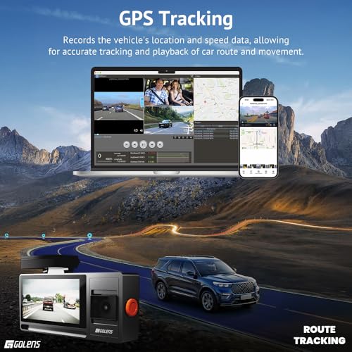 Image of Golens T2Pro 3 Channel 4K Dash Cam for Car with WiFi & GPS | 8MP Front + 1080P Inside & Rear | Sony STARVIS Night Vision | 170 Wide Angle | Parking Monitor, G-Sensor, Loop Recording | Supports 256GB