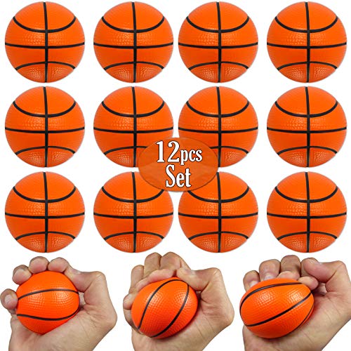 Mini Basketball Stress Balls 12 Pcs Pack | 2.5” Inch Mini Basketballs For Kids | Small Basketball Party Decoration | Party Favors, Small Soft Foam Basketballs | Basketball Party Goodie Toy By Anapoliz #TOP4