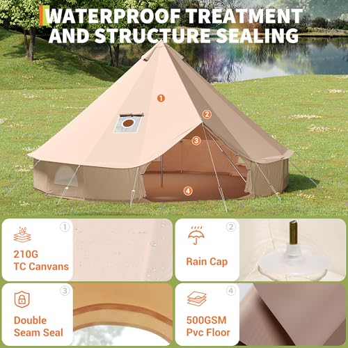 Carpa Bell Canvas beige 4 personas 4 estaciones 3 m miniatura 6