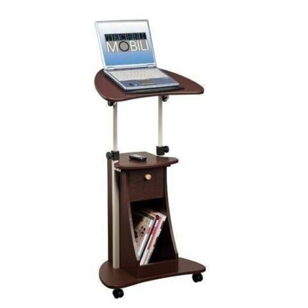 Brown Rolling Laptop Desk Table Stand Notebook Computer Mobile Portable Cart Side Bed Sofa Hospital Reading