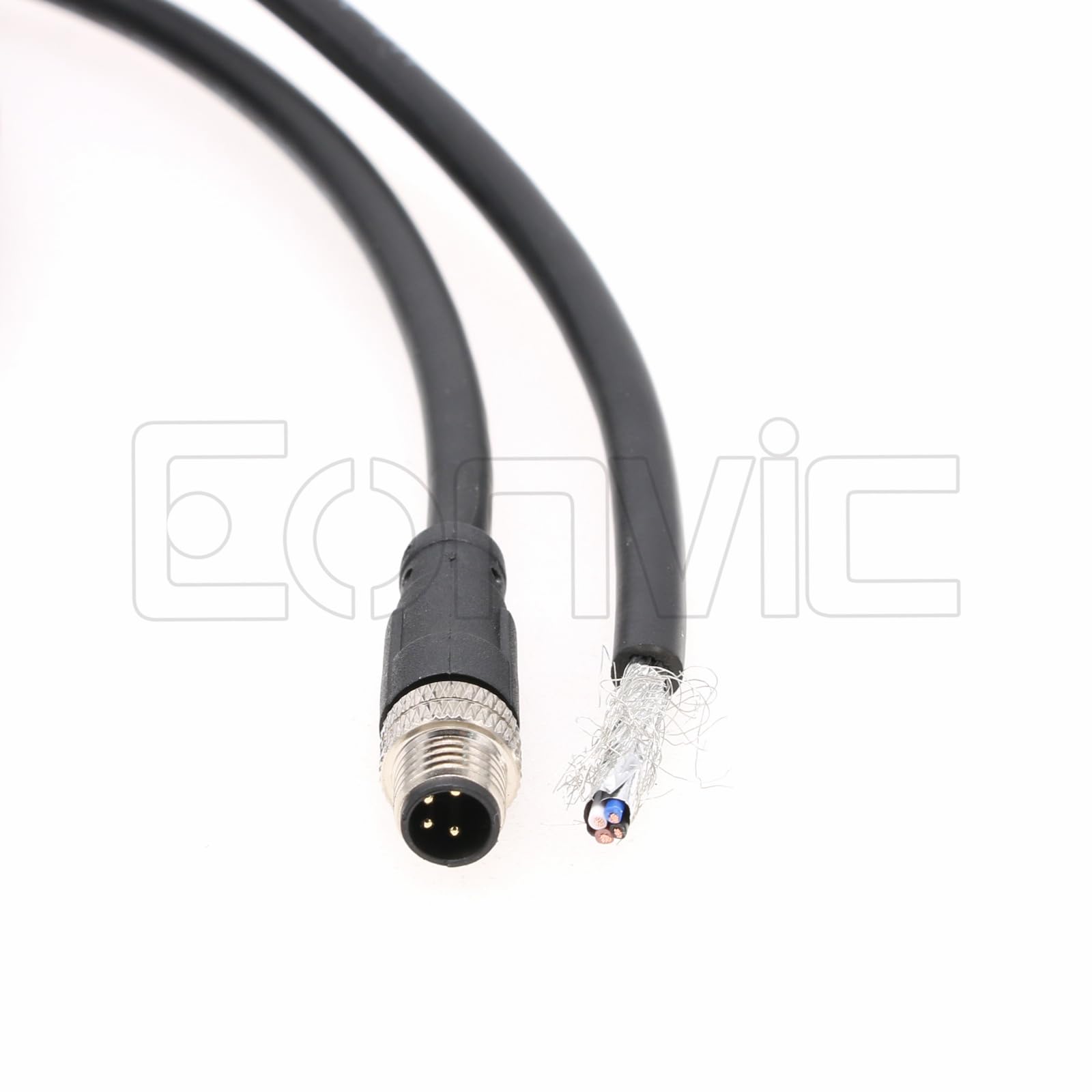 Eonvic Industrial M8 4 Pin A-Code Male to Open Connector Molded Shielded Aviation Sensor Cable Waterproof IP67 Cat 5e High Flex Cable 1M - Image 3
