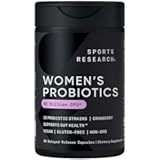 Sports Research Women's Probiotics with Prebiotics, 65 Billion CFU - Vegan Capsules for Gut Health & Digestive Support, Probiotics for Women with Cranberry - Non-GMO Verified & Gluten Free - 30 Count