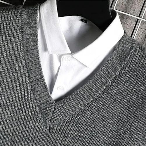 Mnjyihy Men Black Knitted Sweaters Vest Lightweight Sleeveless V Neck Slim Fit Pullover Sweater Vest2