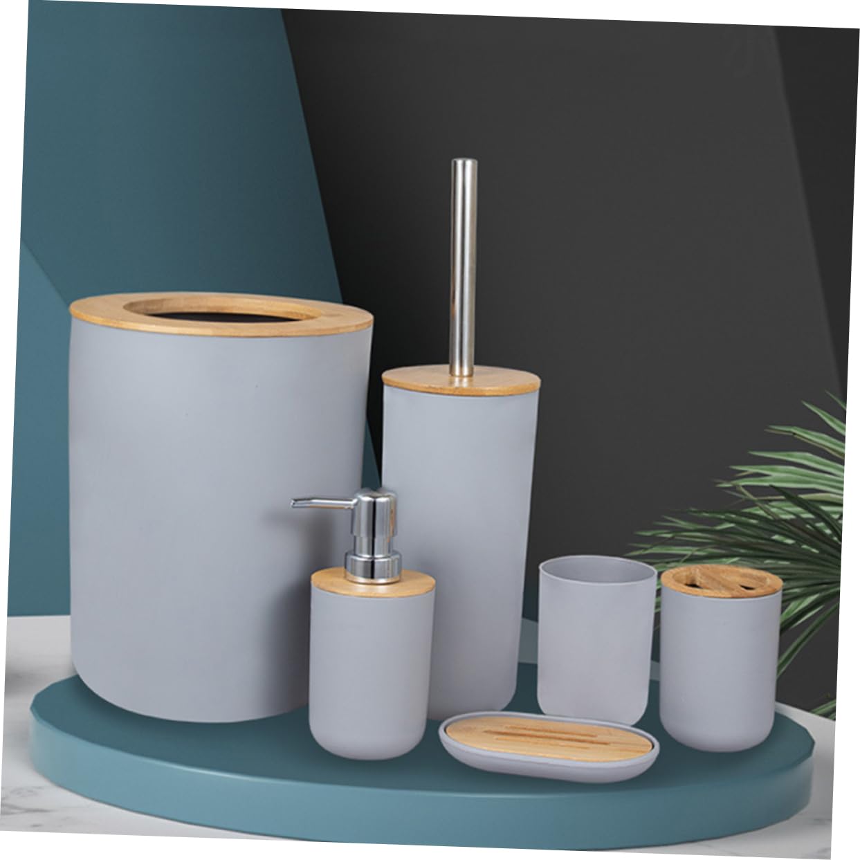 MAGICLULU Utensilios De Baño Bote De Basura Soporte para Cepillo De Dientes Vaso para Enjuague Bucal y Botella De Loción