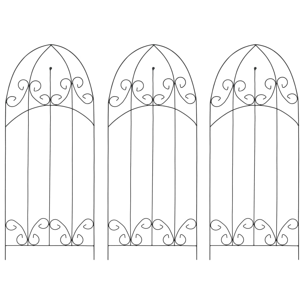 vidaXL Soporte para Plantas Trepadoras 3 Uds Estantería Escalera Flores Aire Libre Exterior Terraza Balcón Patio Macetero Hierro Negro