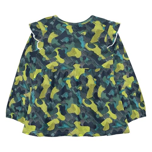 Blue Yellow Line Camouflage Girls Shirts Cotton Long Sleeve Ruffle Toddler Tee Tops2