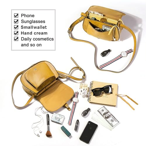 Image of AFKOMST Crossbody Bags for Women,Small Saddle Purse and Boho Cross Body Handbags,Vegan Leather