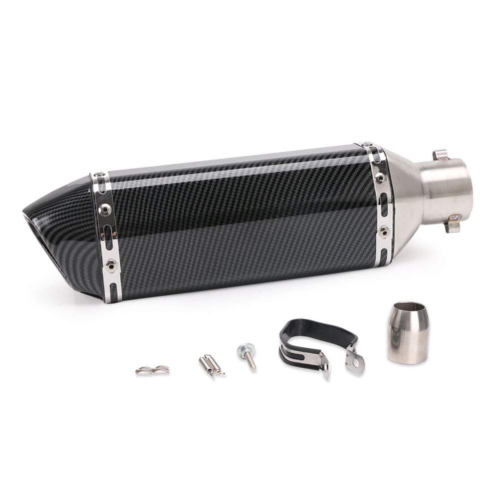 PACEWALKER 38-51mm Silenciador de Escape para Motocicleta Estilo Carbono Universal 1.5-2"Slip de Admisión en silenciador de Escape con DB Killer Extraíble para Yamaha Suzuki