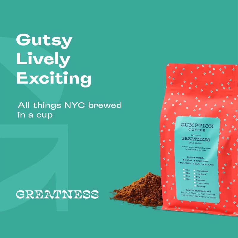 Gumption Coffee | Go With Greatness - Bold Blend | Specialty Coffee Whole Beans | 12oz / 16oz (16 oz)