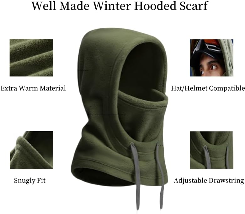 Balaclava Hood Ski Mask for Men Women Winter Scarf Face Masks Neck Head Cover Windproof Fleece Warmer Cold Weather Hat - Image 3
