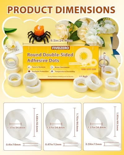 FIVEIZERO Double Sided Adhesive Dots - 1000pcs Mixed Size (0.4"、0.47"、0.59") Double Sided Balloon Tape, Heavy Duty Balloon Craft Dots, Clear Glue Points Dots for Balloons, Crafts, Wedding Decorations - Image 3
