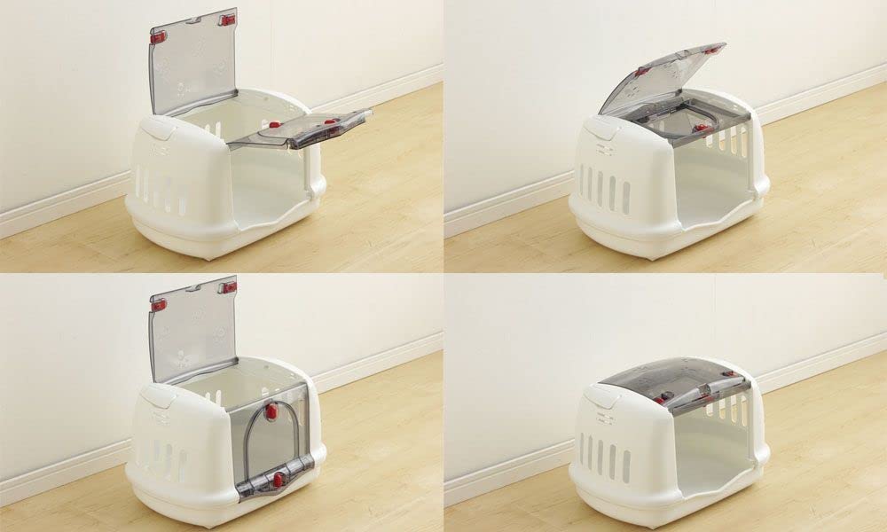 Iris Ohyama, Korb, Box, Kiste, Kunststoff-Transporttasche(PP) für Hund, Katze, L48 x T32.1 x H30 cm, P-HC480, Weiß