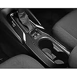 ruihe 5pcs Carbon Fiber Pattern Stainless Car Gear Shift Knob Console Panel Trims Cup Holder Frame Cover Fit for Toyota Corolla 2019 2020 2021 2022 (Regular Gasoline Version)