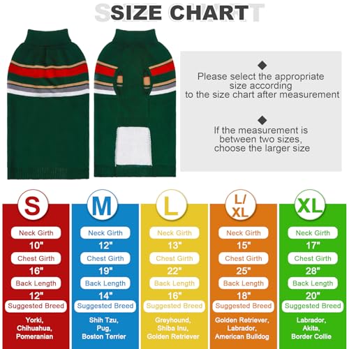 Image of PAWCHIE Dog Sweater - Warm Turtleneck Thick Dog Clothes with Leash Hole, Stretchy Knitted Outfit for Small to Large Doggy Puppy Cat, Green XL