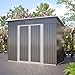 Metall Gerätehaus Grau 8x4 FT (242x126x182 cm)，Pultdach Gartenschuppen mit abschließbarer Tür und 2 Belüftungsgittern, robust & wetterfestes Gartenhaus für Hof und Garten