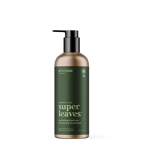 ATTITUDE Champú nutritivo, bergamota e ylang ylang, verificado por EWG con aceites esenciales, vegano y a base de plantas, botella de aluminio,