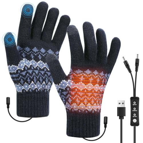 USB Heated Gloves for Men Women Kannino Mitten Hand Warmers Gloves USB Hand Warmer Gloves for Typing Mitten Winter Warm Laptop Gloves Washable Design Winter Gift for Indoor or Outdoor (Blue)