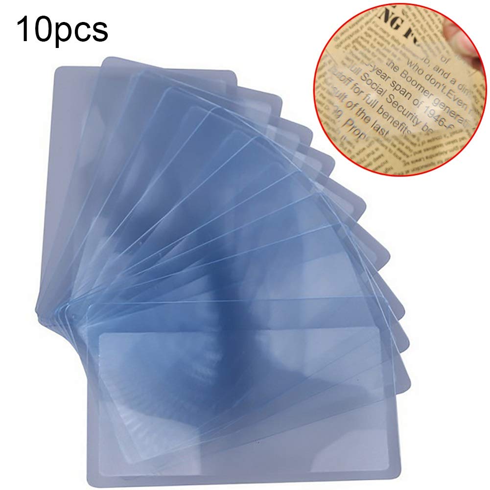 3X Lupa Lupa S 10Pcs Tarjeta de crédito 3X Lupa Monedero Bolsillo Plástico Lupa Lectura Fresnel The New