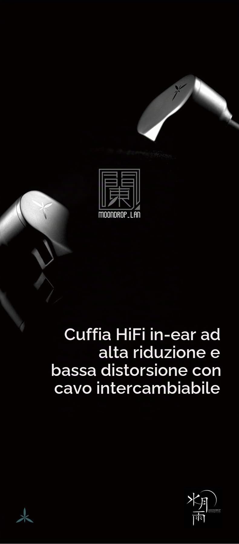 Moondrop LAN HiFi -- Auricolari HiFi con cavo, auricolari IEM con cavo staccabile da 0,78 mm a 2 pin