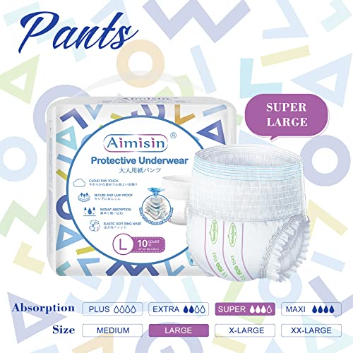 Aimisin Premium Ultra-Thin Incontinence Underwear For Men And Women, Form-Fitting With Heavy Absorbency (Large (34"-50") #TOP6