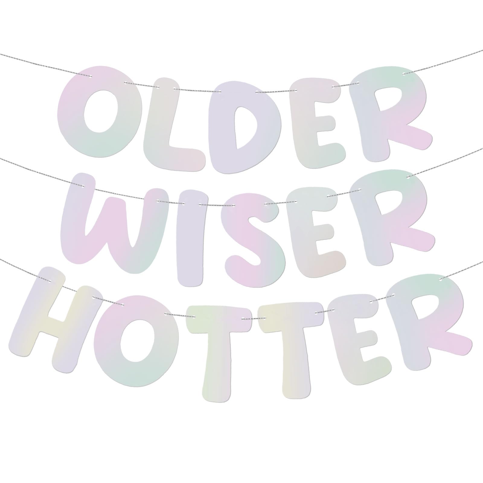 Fulmoon Older Wiser Hotter Banner Birthday sign,Iridescent
